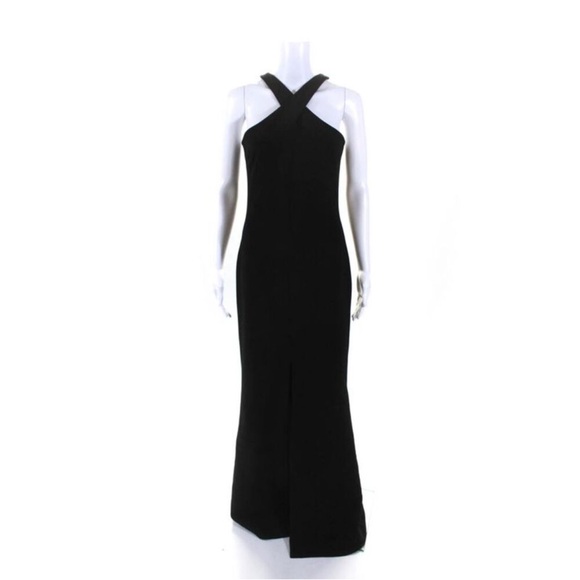 Likely Black cross neck halter Gown 4 - Picture 1 of 7